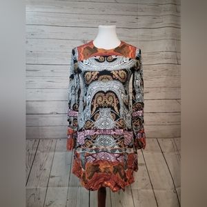 Twelfth Street by Cynthia Vincent long‎ sleeve dress, small, Paisley, short